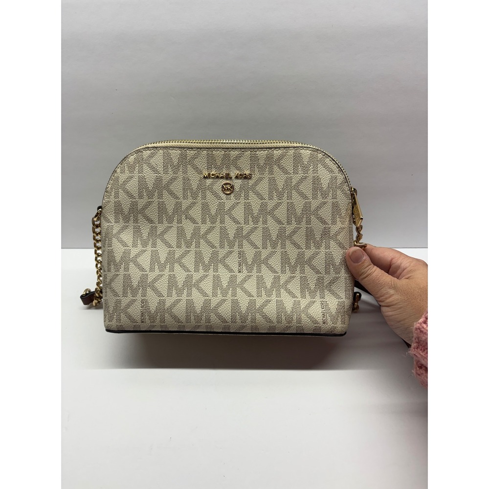 Michael Kors Jet Set Crossbody Bag Vanilla MK Logo Y2K Preppy Quiet Luxury